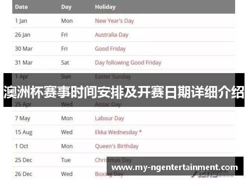 澳洲杯赛事时间安排及开赛日期详细介绍 澳洲杯赛事时间安排及开赛日期详细介绍